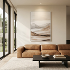 CHITRAPOTLI Quiet Horizon Minimalist Landscape Canvas Wall Art Neutral Beige Mountain Painting Modern Abstract Nature Wall Decor