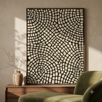 CHITRAPOTLI Monochrome Mosaic Canvas Wall Art Black Beige Geometric Mosaic Painting Modern Contemporary Wall Decor Minimalist Textured Artwork for Living Room, Bedroom Office