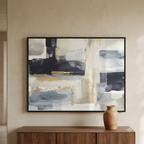 CHITRAPOTLI Gilded Stillness Abstract Canvas Wall Art Modern Grey White Gold Abstract Painting Luxury Minimalist Canvas Print Contemporary Wall Decor