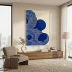 CHITRAPOTLI Indigo Flow Abstract Canvas Wall Art | Blue and White Modern Abstract Painting | Minimalist Geometric Line Art Canvas Print | Contemporary Wall Décor