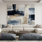 CHITRAPOTLI Gilded Stillness Abstract Canvas Wall Art Modern Grey White Gold Abstract Painting Luxury Minimalist Canvas Print Contemporary Wall Decor