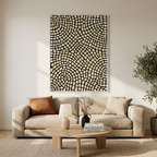 CHITRAPOTLI Monochrome Mosaic Canvas Wall Art Black Beige Geometric Mosaic Painting Modern Contemporary Wall Decor Minimalist Textured Artwork for Living Room, Bedroom Office