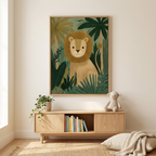 CHITRAPOTLI Little King of the Jungle Canvas Wall Art-Cute Lion Canvas Print for Kids Room-Jungle Animal Nursery Decor-Safari Theme Wall Art