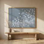 CHITRAPOTLI Udaan Landscape 01 Canvas Wall Art | White Birds in Flight Blue Sky
