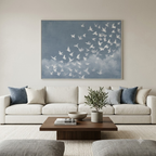 CHITRAPOTLI Udaan Landscape 01 Canvas Wall Art | White Birds in Flight Blue Sky