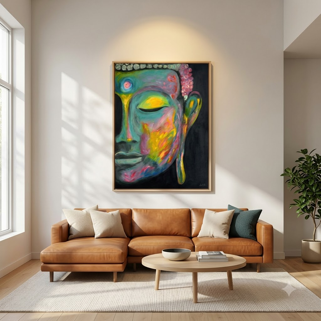 Buddha Painting | Spiritual Art Canvas and Frame for Home & Office Décor
