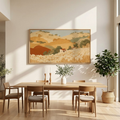 CHITRAPOTLI Golden Harvest Hills Canvas Wall Art | Panoramic Countryside Landscape Painting