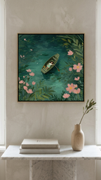 CHITRAPOTLI Serene Boat Lake Wall Art