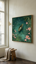 CHITRAPOTLI Serene Boat Lake Wall Art