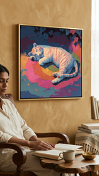 CHITRAPOTLI Dreaming Wild – White Tiger Canvas Art