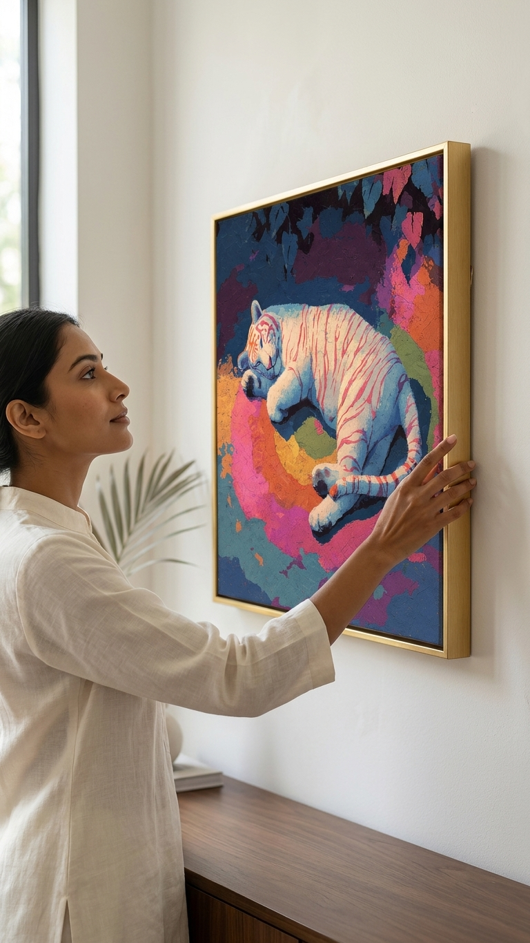 CHITRAPOTLI Dreaming Wild – White Tiger Canvas Art