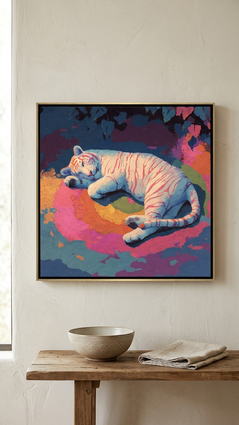 CHITRAPOTLI Dreaming Wild – White Tiger Canvas Art