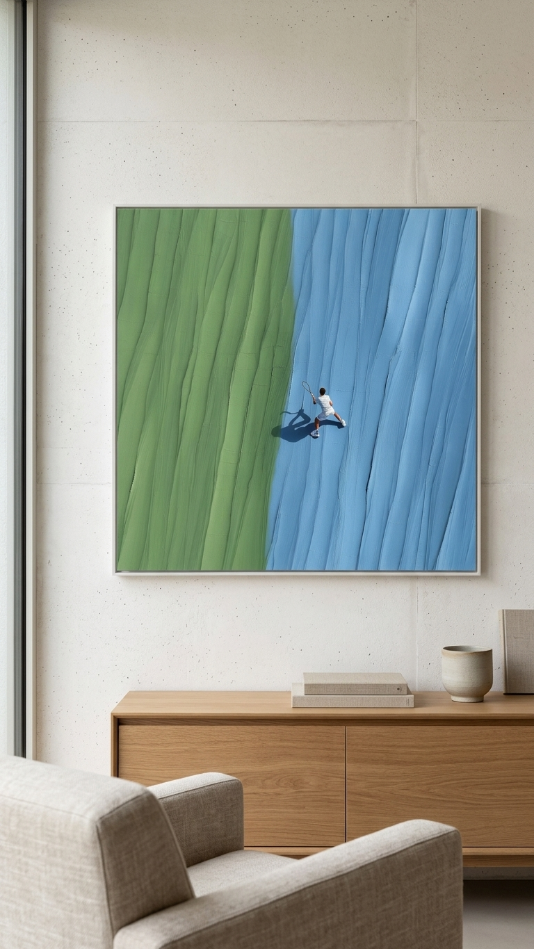 CHITRAPOTLI Between the Lines - Tennis Abstract Canvas Art