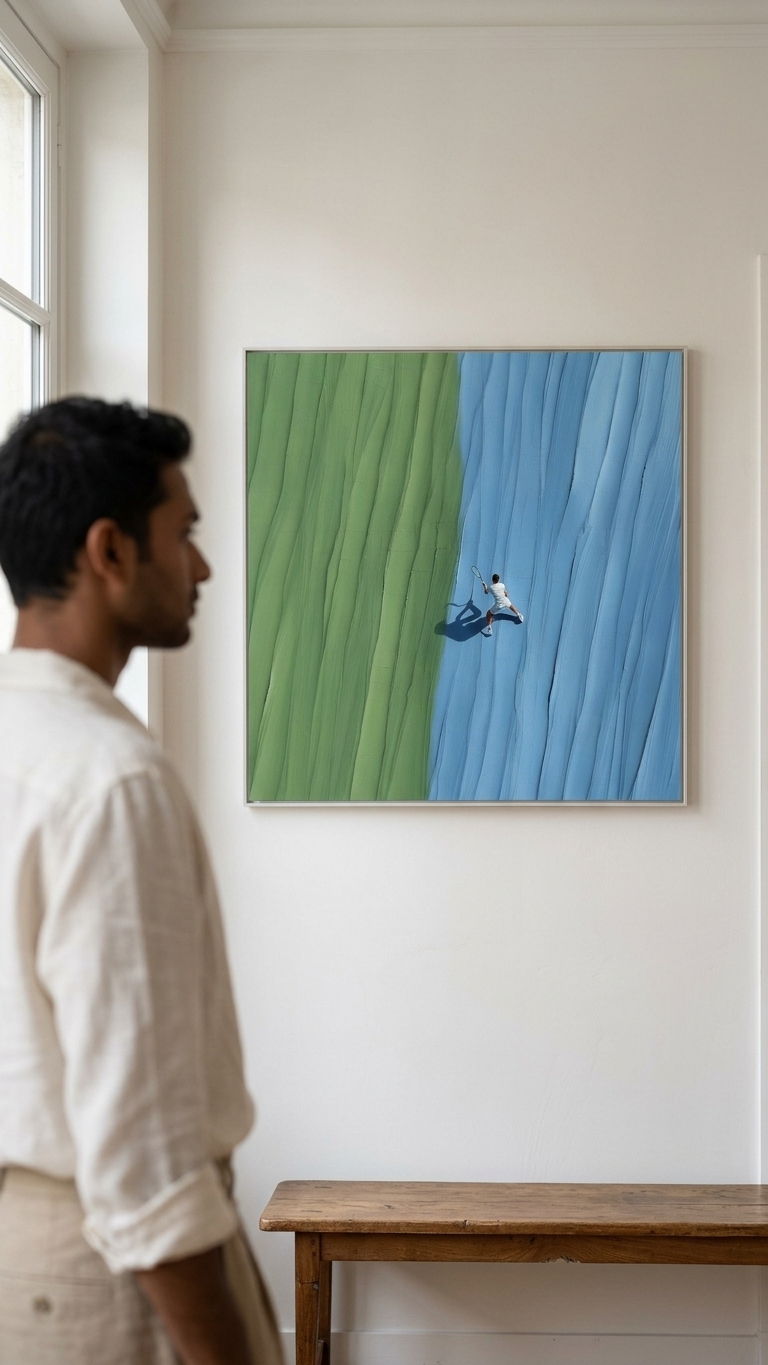 CHITRAPOTLI Between the Lines - Tennis Abstract Canvas Art