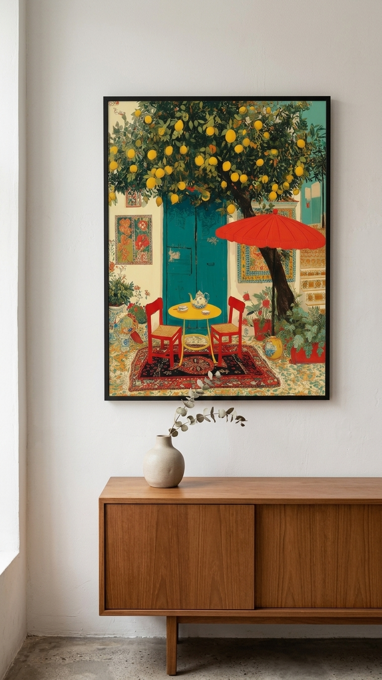 CHITRAPOTLI Lemon Courtyard – Mediterranean Café Canvas Art