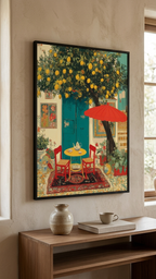 CHITRAPOTLI Lemon Courtyard – Mediterranean Café Canvas Art