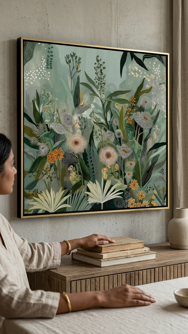 CHITRAPOTLI Verdant Whispers – Botanical Canvas Art