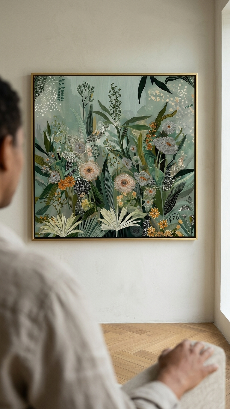 CHITRAPOTLI Verdant Whispers – Botanical Canvas Art
