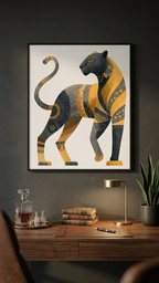 CHITRAPOTLI Rajsi Vanraj Canvas Wall Art | Black & Gold Leopard