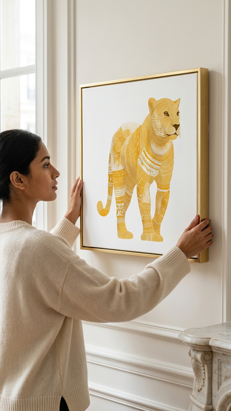 CHITRAPOTLI Swarn Vanraj Canvas Wall Art | Golden Leopard